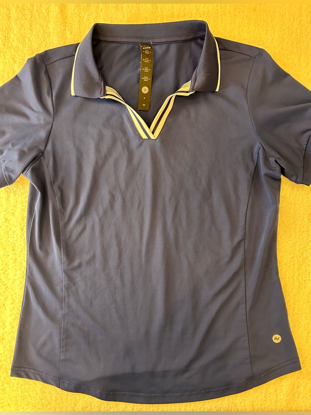 MIER Women’s Small Navy Golf Tennis Polo Striped V-Neck Performance